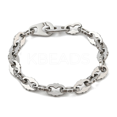 304 Stainless Steel Oval Link Chains Bracelets for Men & Women BJEW-D042-39P-1