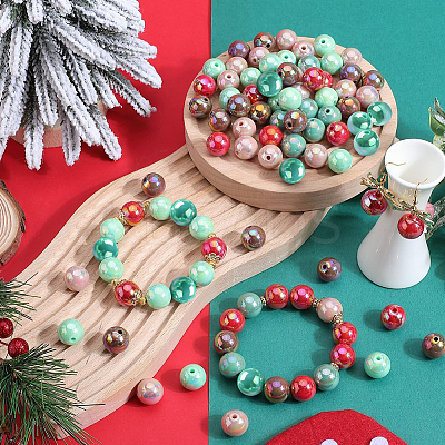 Christmas Theme 100Pcs 5 Colors Opaque Acrylic Beads MACR-SP0001-01B-04-1