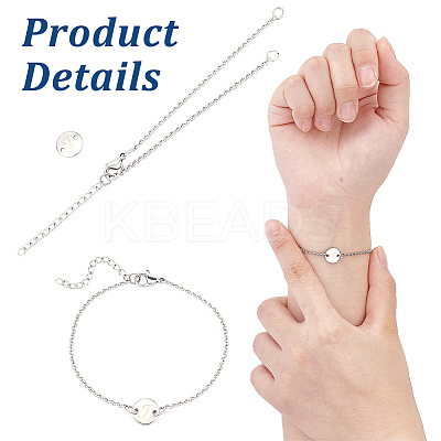 Initial Alphabet 304 Stainless Steel Link Bracelets DIY Makings Kit DIY-UN0056-21-1