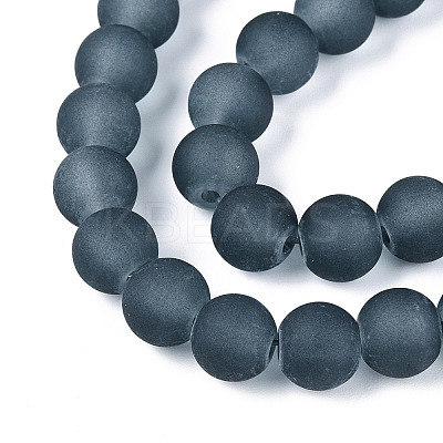 Frosted Transparent Glass Beads Strands GLAA-S031-8mm-12-01-1