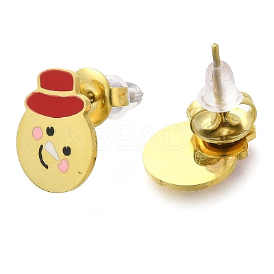 Ion Plating(IP) 304 Stainless Steel Enamel Stud Earrings EJEW-I316-04G-02-1