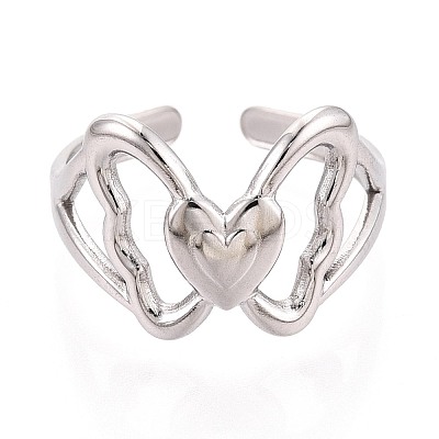 Adjustable 304 Stainless Steel Cuff Rings for Women RJEW-N052-13P-1