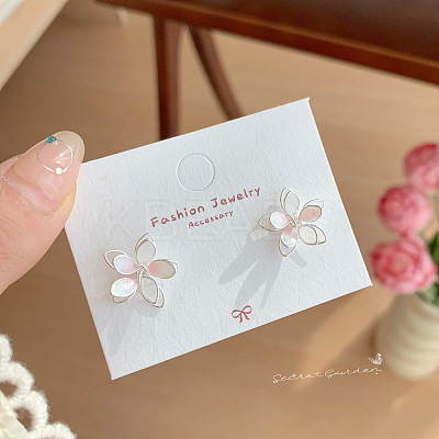 Flower Alloy Enamel Stud Earrings FS-WG68660-01-1