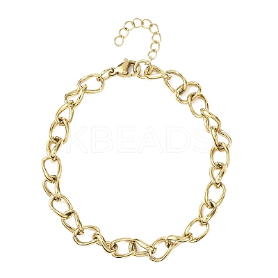 304 Stainless Steel Cuban Link Chains Bangles for Women BJEW-B150-08G-1
