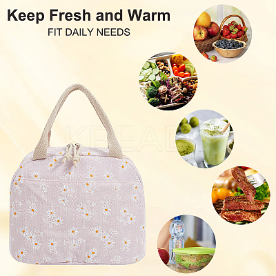Flower Printed Cotton Foil Lunch Bags AJEW-WH20001-92-1