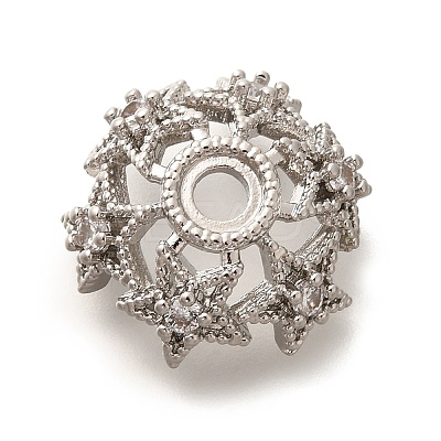Rack Plating Brass Micro Pave Clear Cubic Zirconia Bead Caps KK-H508-25B-P-1
