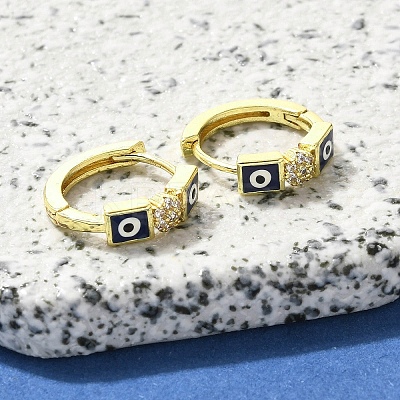 Brass Clear Cubic Zirconia Hoop Earrings EJEW-M047-07G-1