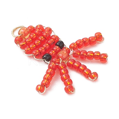 Copper Wire Wrapped Beaded Octopus Charms PALLOY-MZ01203-1