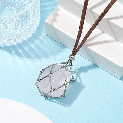 Crystal Holder Cage Necklace NJEW-JN04587-03-1