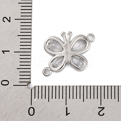 Brass Pave Clear Cubic Zirconia Connector Charms KK-Z066-09P-1