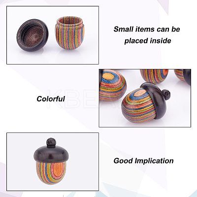 Spray Painted Wooden Acorn Box Jewelry Pendants LS-FIND-WH0143-46-1