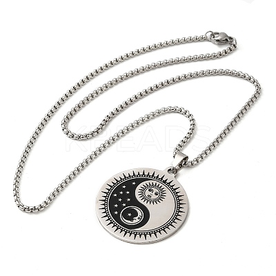 Non-Tarnish 201 Stainless Steel Pendant Necklace with Box Chains NJEW-H015-02P-1