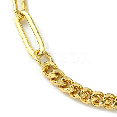 Brass Curb & Paperclip Chain Bracelet with Toggle Clasps BJEW-JB10020-1