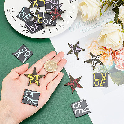 20Pcs 2 Style Spray Painted Cellulose Acetate(Resin) Pendants RESI-SC0002-02-1