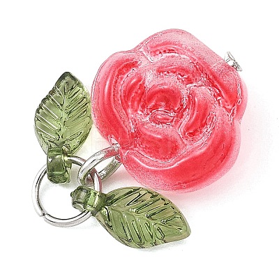 7Pcs 7 Colors Transparent Normal Glass Pendants PALLOY-JF04620-01-1