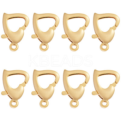 8Pcs Brass Heart Lobster Claw Clasps KK-TA0002-69-1