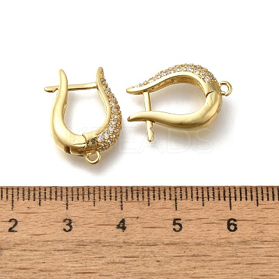 Rack Plating Brass Micro Pave Cubic Zirconia Hoop Earring Findings EJEW-H143-07G-1