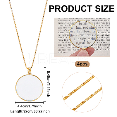 4Pcs Alloy Magnifying Glass Flat Round Pendant Long Necklaces NJEW-UN0001-75A-1