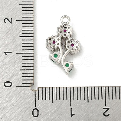 Rack Plating Brass Micro Pave Cubic Zirconia Pendants KK-P277-17P-1