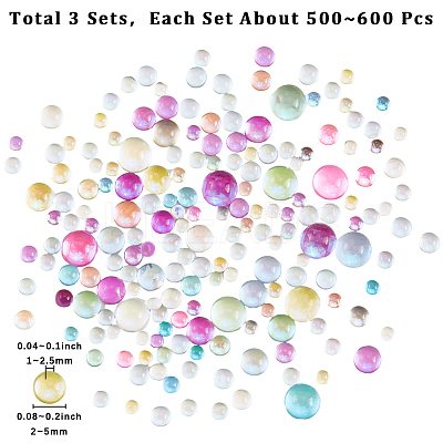 3 Sets Glass Half Round Cabochons GLAA-SC0002-63F-1