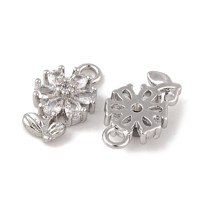 Brass Micro Pave Clear Cubic Zirconia Charms KK-L212-18P-1