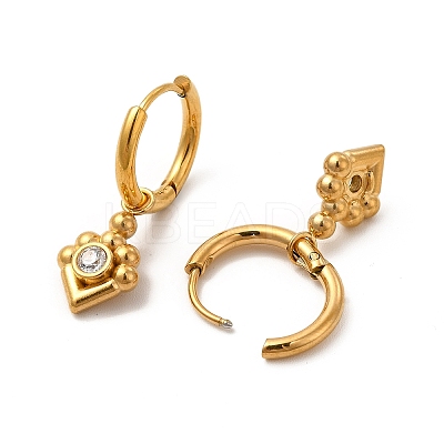 Crystal Rhinestone Rhombus Dangle Stud Earrings EJEW-P219-22G-1