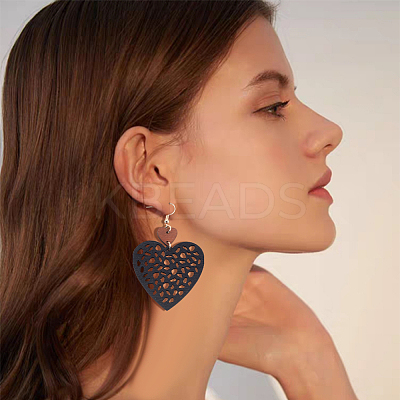 6 Pairs 6 Styles Wood Dangle Earrings with Iron Earring Pins EJEW-AN0004-60-1