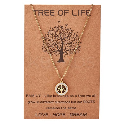 Clear Cubic Zirconia Tree of Life Pendant Necklace JN1048A-1