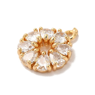 Brass Micro Pave Clear Cubic Zirconia Pendants KK-M294-26G-1