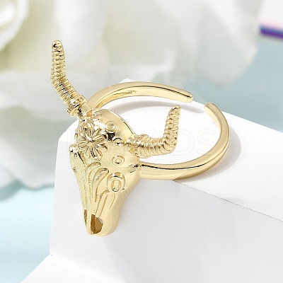 Brass Cuff Open Rings for Women RJEW-F216-04G-1