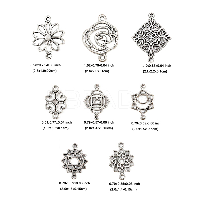 40Pcs 8 Styles Tibetan Style Alloy Links/Connectors TIBE-FP0001-18-1