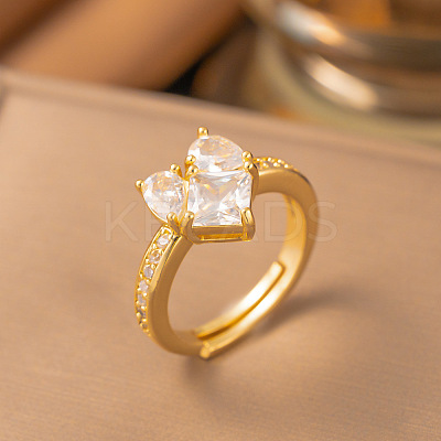 Brass Micro Pave Cubic Zirconia Cuff Open Rings WG42F2E-05-1