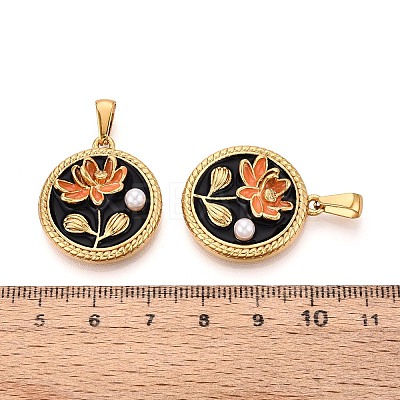 304 Stainless Steel & Enamel & ABS Imitation Pearl Pendants STAS-T072-87A-G-1