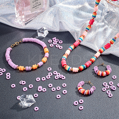 10 Strands Flat Round Handmade Polymer Clay Beads CLAY-PH0001-44T-1