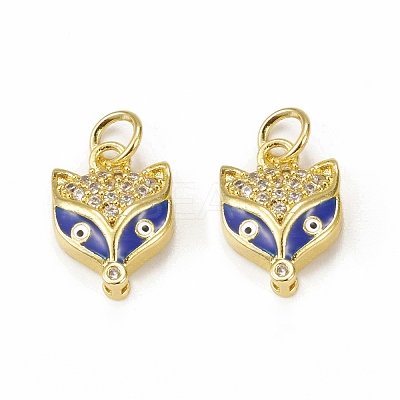 Brass Micro Pave Cubic Zirconia Charms KK-E068-VB029-2-1