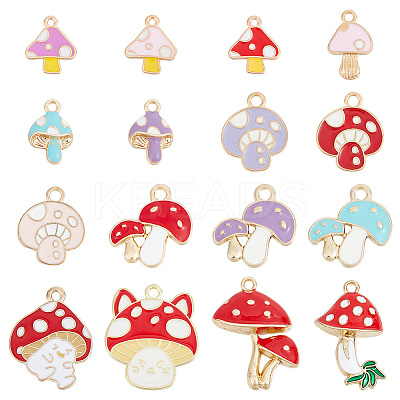 64Pcs 16 Styles Autumn Theme Alloy Enamel Charms ENAM-HY0003-08-1
