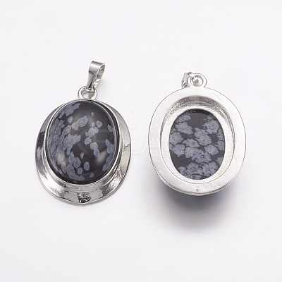 Natural Snowflake Obsidian Pendants G-K252-A06-1