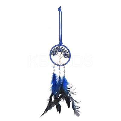 Iron Woven Web/Net with Feather Pendant Decorations AJEW-P097-09-1