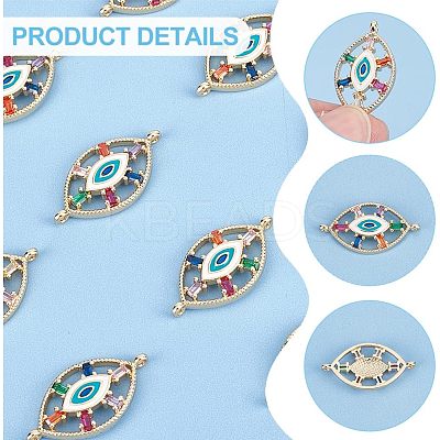 10Pcs Brass Colorful Cubic Zirconia Connector Charms FIND-HY0001-23-1