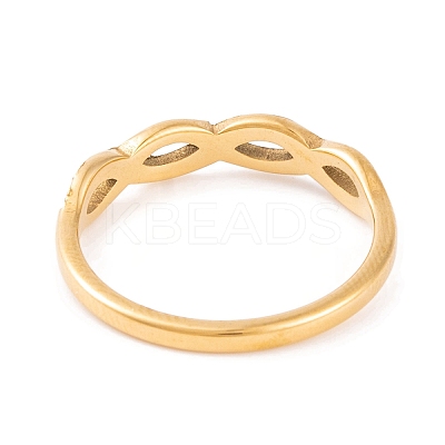 PVD Vacuum Plating Infinity 304 Stainless Steel with Clear Cubic Zirconia Finger Ring for Women RJEW-C086-02-G-1