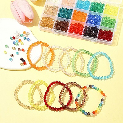 15 Strands 15 Colors Transparent Glass Beads Strands EGLA-FS0001-46-1