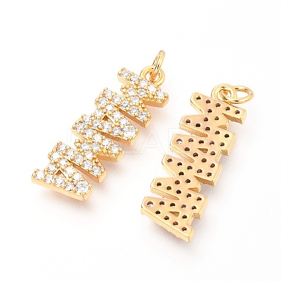 Brass Micro Pave Clear Cubic Zirconia Pendants LS-ZIRC-O036-04G-1