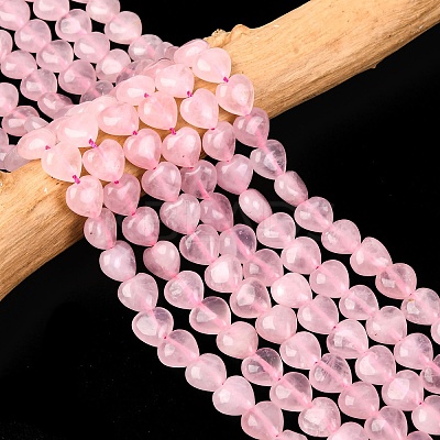 Heart Natural Rose Quartz Beads Strands X-G-G632-01-1