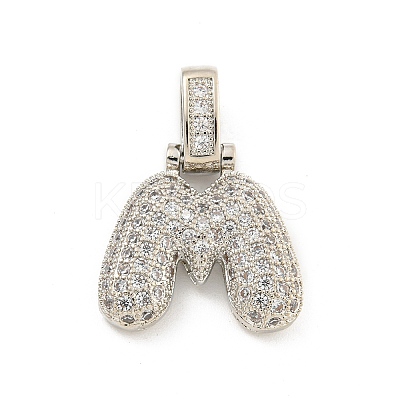 Brass Micro Pave Clear Cubic Zirconia Pendants KK-B099-01P-M-1