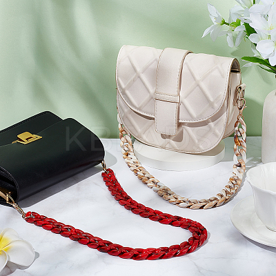 2Pcs 2 Colors Resin Imitation Gemstone Curb Chain Bag Straps FIND-WR0008-61-1