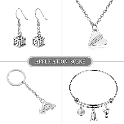 100Pcs 10 Styles Bicycle & Square & Balloon & Robot Tibetan Style Zinc Alloy Charms TIBEP-CJ0002-88-1