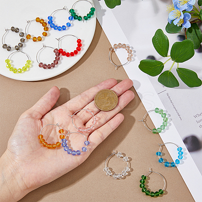16Pcs 16 Colors Faceted Glass Beaded Wine Glass Charms AJEW-AB00065-1