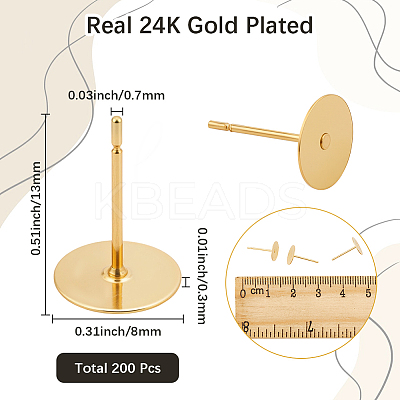 200Pcs 304 Stainless Steel Stud Earring Findings STAS-SC0010-27-1