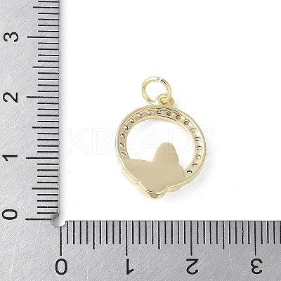 Brass Micro Pave Cubic Zirconia and Glass Pendants KK-F892-50G-1