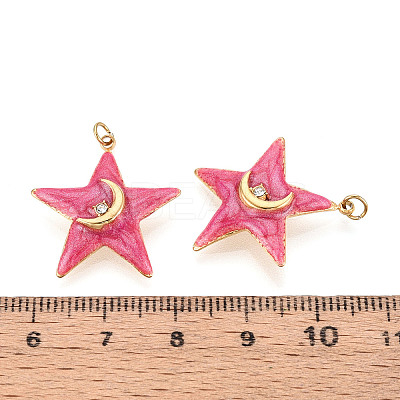 304 Stainless Steel Pave Crystal Rhinestone and Enamel Pendants STAS-T069-76-1
